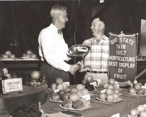 Grandpa Bill wins best display of fruit at 1957 Ohio State Fair.
